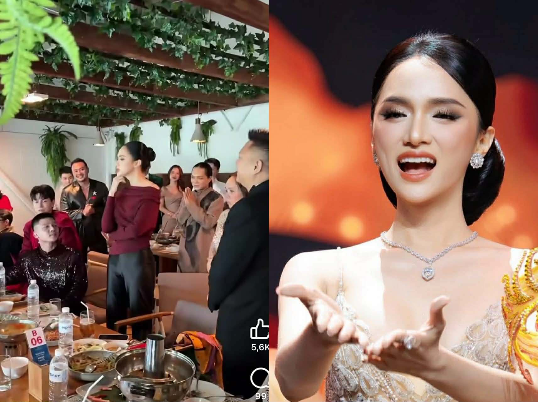 Huong Giang invited friends to eat in Thailand. Photo cut from video