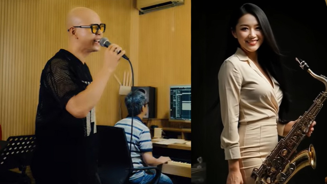 Phan Dinh Tung (left) sings "Say a lifetime for me".