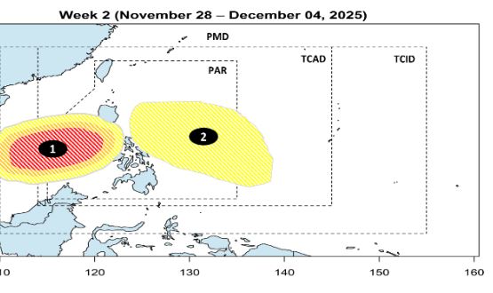 Ap thap co tiem nang manh len thanh bao tren Bien Dong trong nhung ngay toi. Anh: PAGASA
