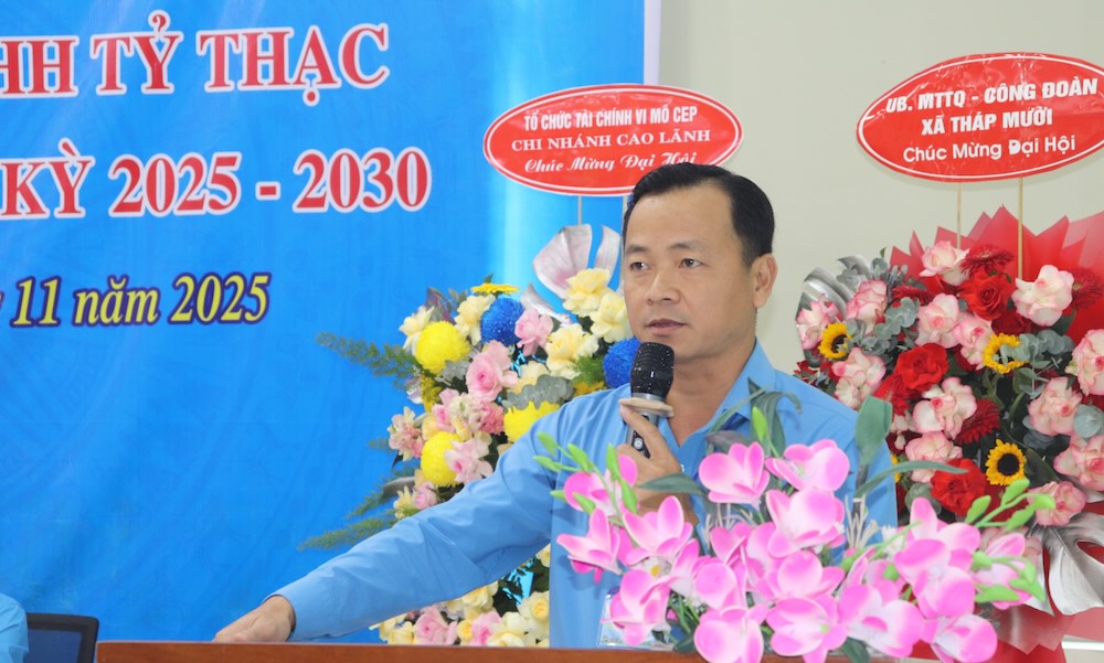 Ong Nguyen Thanh Tuan – Pho Chu tich LDLD tinh Dong Thap phat bieu chi dao tai Dai hoi. Anh: Luu Hung. 