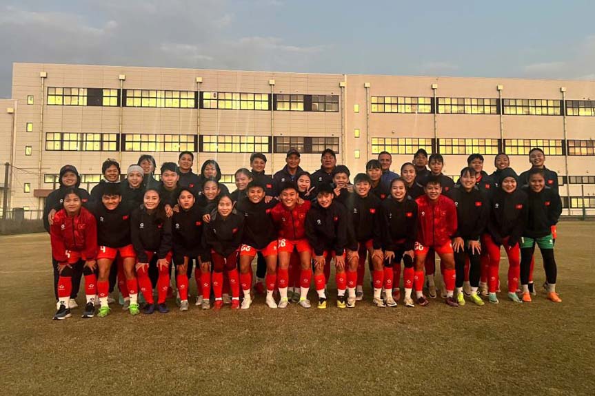 Toan doi dang co tinh than tich cuc truoc them SEA Games 33. Anh: VFF