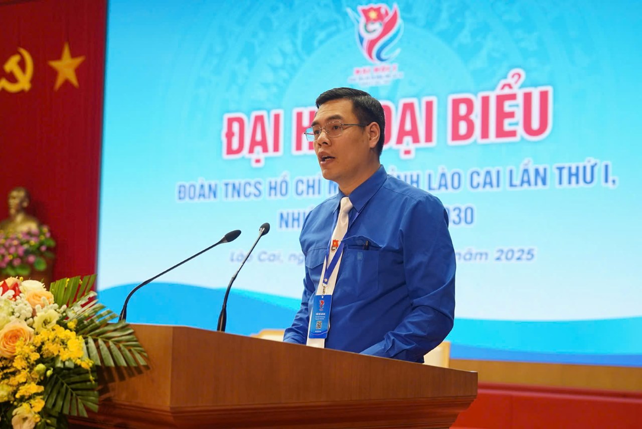 Anh Ha Duc Hai - Bi thu Tinh doan phat bieu tai Dai hoi. Anh: Van Duc