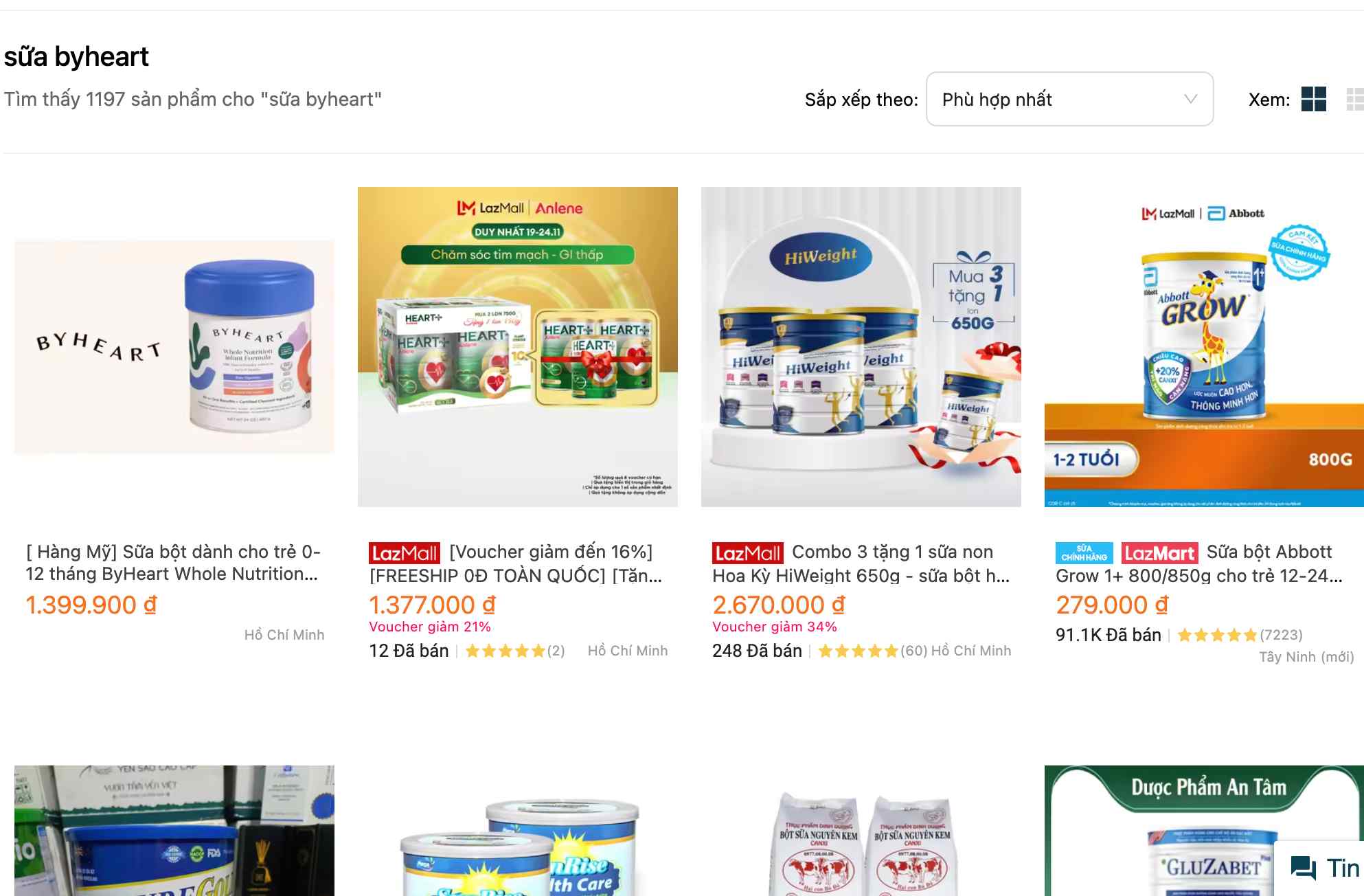 ByHeart milk suspected of causing poisoning in the US is sold on e-commerce platforms. Screenshot