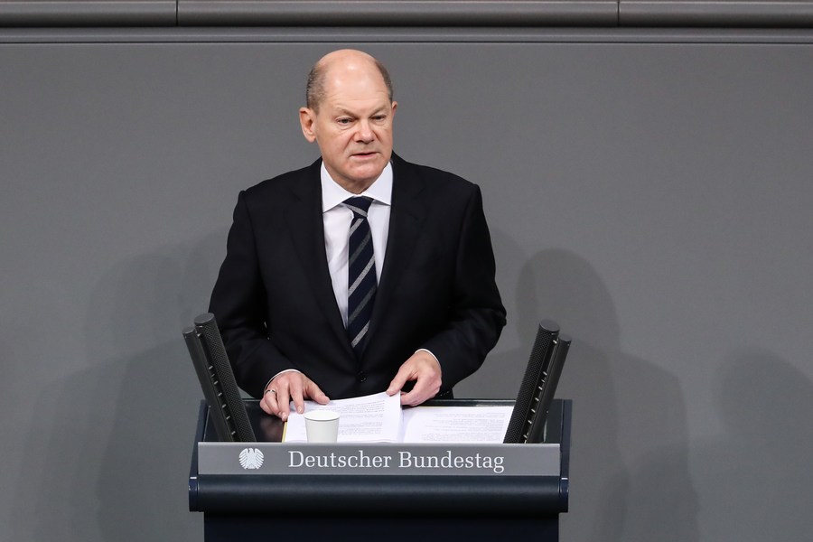 Former German Chancellor Olaf Scholz held a hearing on Nord Stream 2 on November 21. Photo: Xinhua