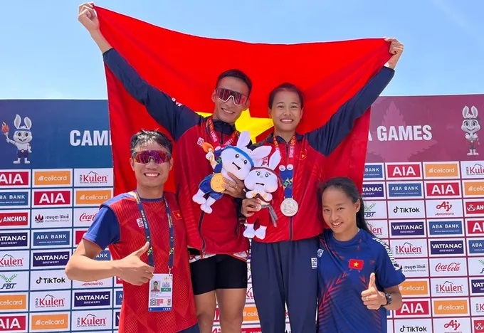 La seleccion vietnamita de triatlon mantiene el objetivo de ganar 1 medalla de oro en los 33o Juegos SEA de este año. Foto: Federacion vietnamita de triatlon