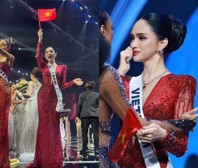 Huong Giang tai chung ket Miss Universe 2025. Anh cat tu video