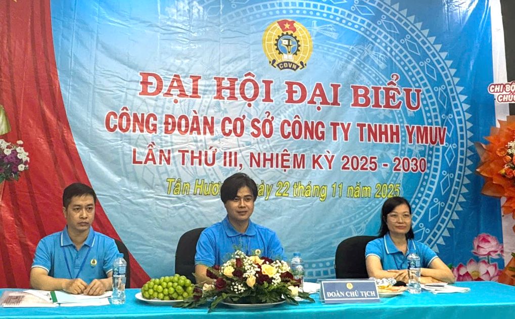 Dai hoi dai bieu Cong doan co so Cong ty TNHH YMUV. Anh: Thanh Mai