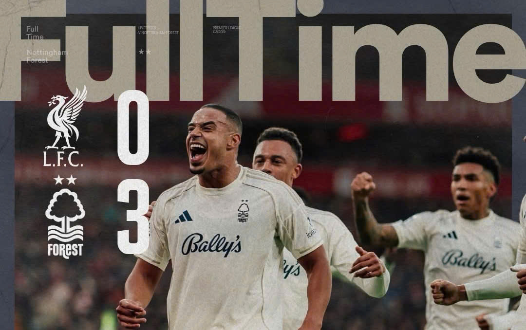 ノッティンガム・フォレストはリバプールのアンフィールドで驚きを与えました。写真:AFP