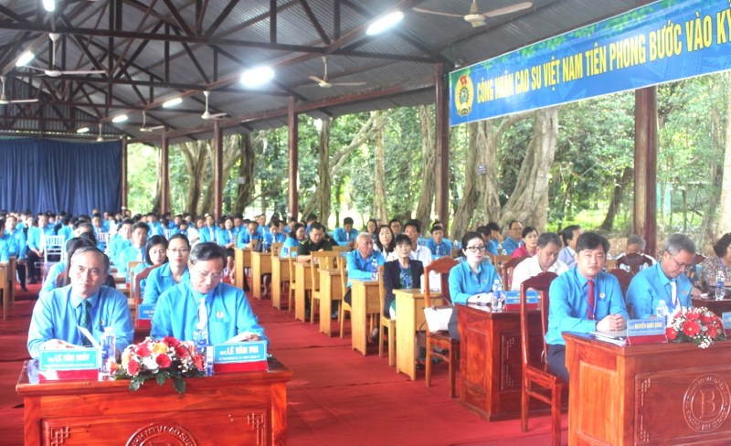 Cac dai bieu, doan vien tham gia Dai hoi Cong doan Cong ty Cao su Binh Long nhiem ky 2025 - 2030. Anh: Duc Long