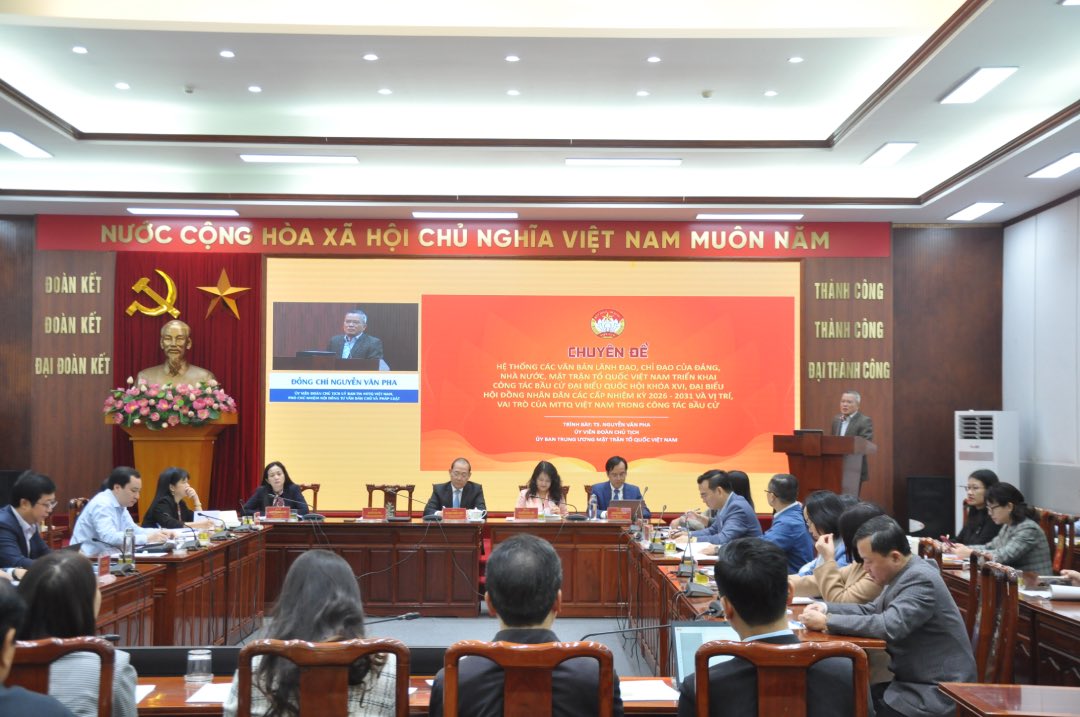 Toan canh hoi nghi tap huan cong tac bau cu dai bieu Quoc hoi khoa XVI va dai bieu hoi dong nhan dan cac cap nhiem ky 2026-2031. Anh: Bao Han 