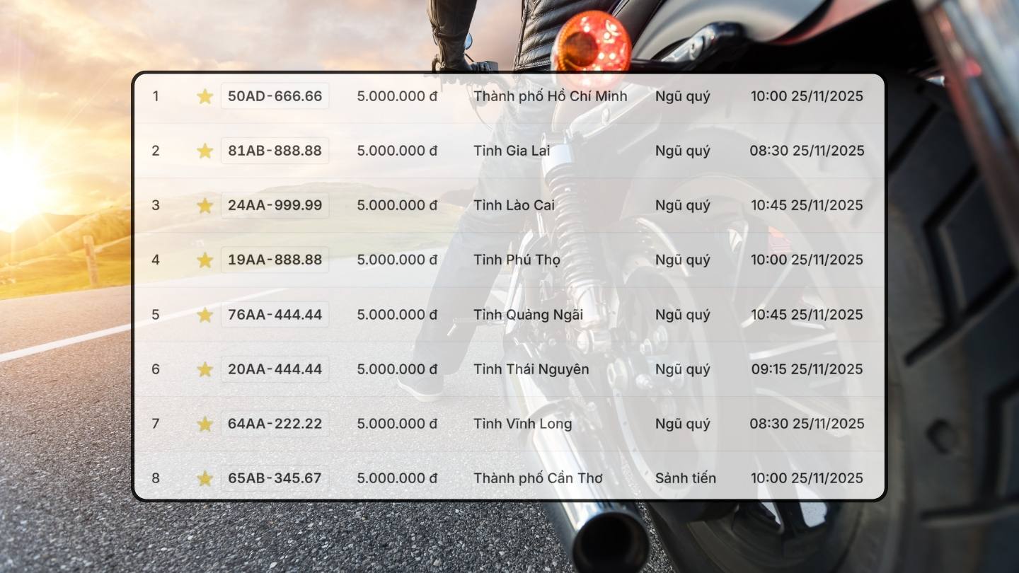 Nhieu bien so xe may dep co trong phien dau gia ngay 24.11-25.11. Do hoa: Hao Thien