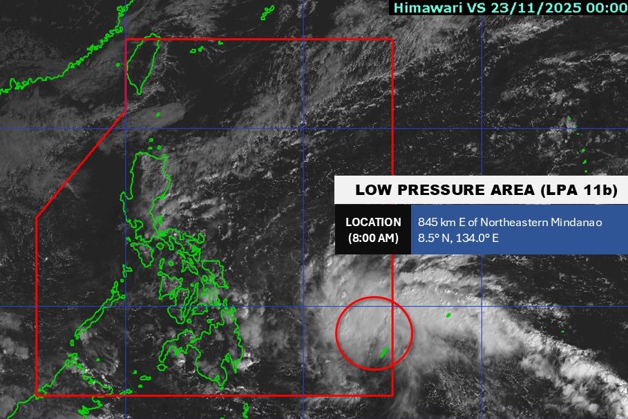 Cap nhat vi tri cua ap thap gan Bien Dong. Anh: PAGASA