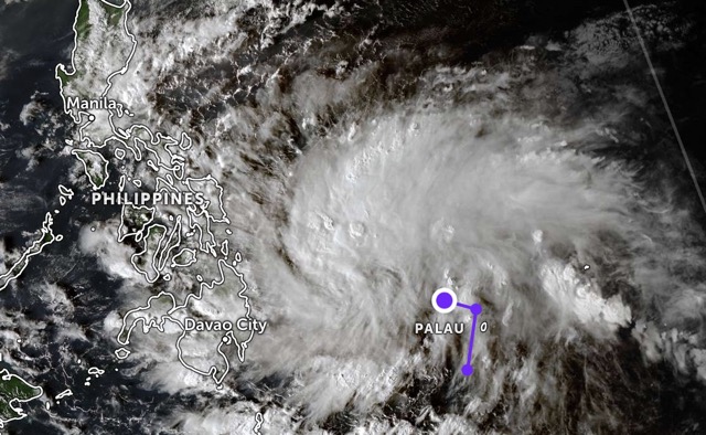 The newly formed low pressure has approached the Philippines, likely to strengthen into a tropical depression and continue to become a storm. Photo: JWTC