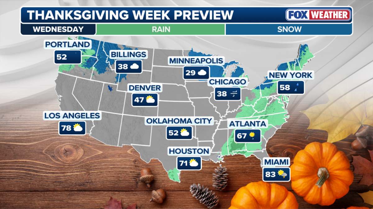 Du bao nhiet do giam sau o My ngay 26.11. Anh: Fox Weather