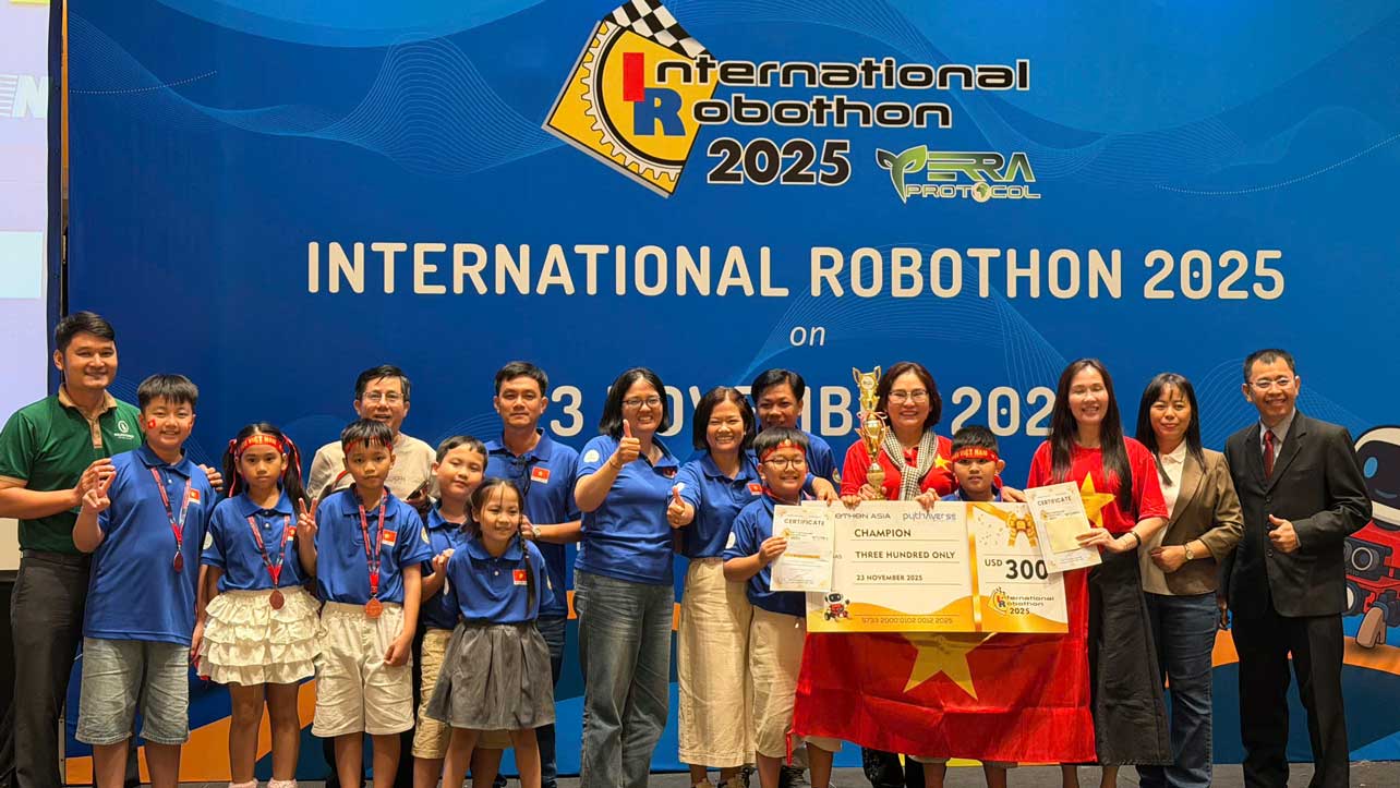 Can Tho City team has won many high prizes at the 2025 International Robothon Competition. Photo: Can Tho City Department of Education and Training