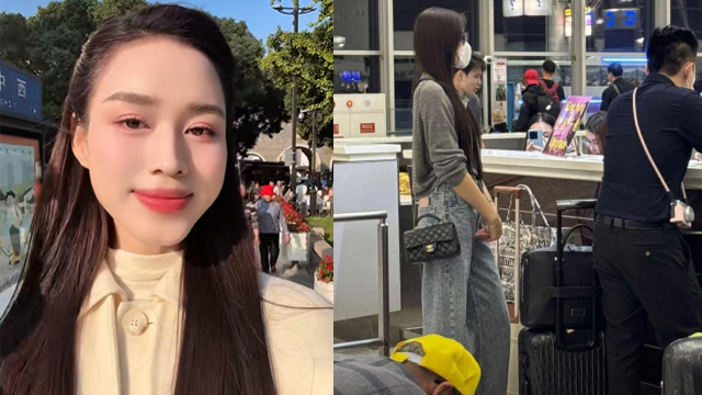 ド・ティ・ハと彼女の夫、ソン・ハイ・グループの若きマスター、ベト・ヴオンは空港にいた。ビデオから切り取った写真 (出典: Do Thi Ha、Que Chi)