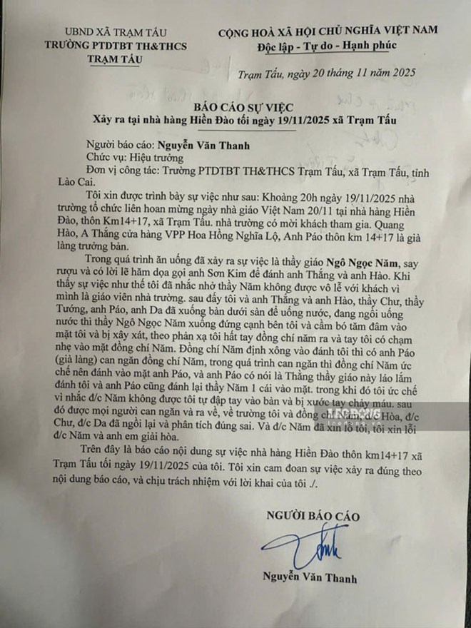 Hiệu trưởng ẩu đả với giáo viên trong ngày Nhà giáo Việt Nam, ăn nói sao với học trò!