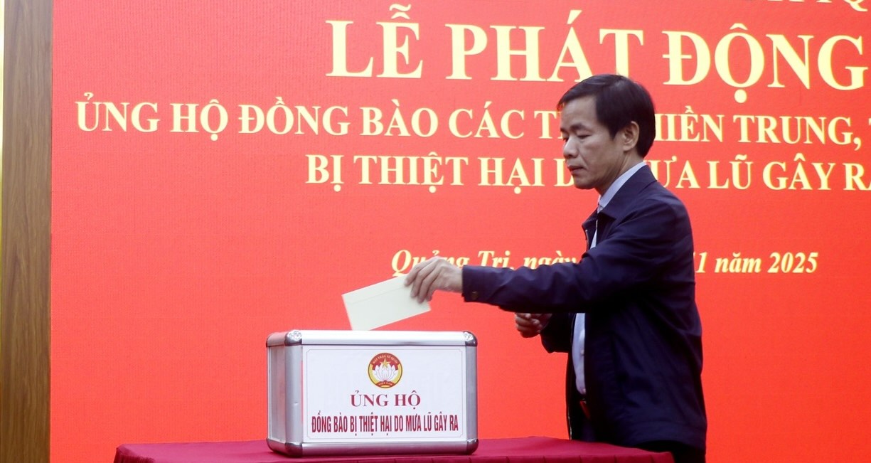 Quang Tri launched a campaign to support people in the Central and Central Highlands affected by floods. Photo: Quang Tri Propaganda and Mass Mobilization Department