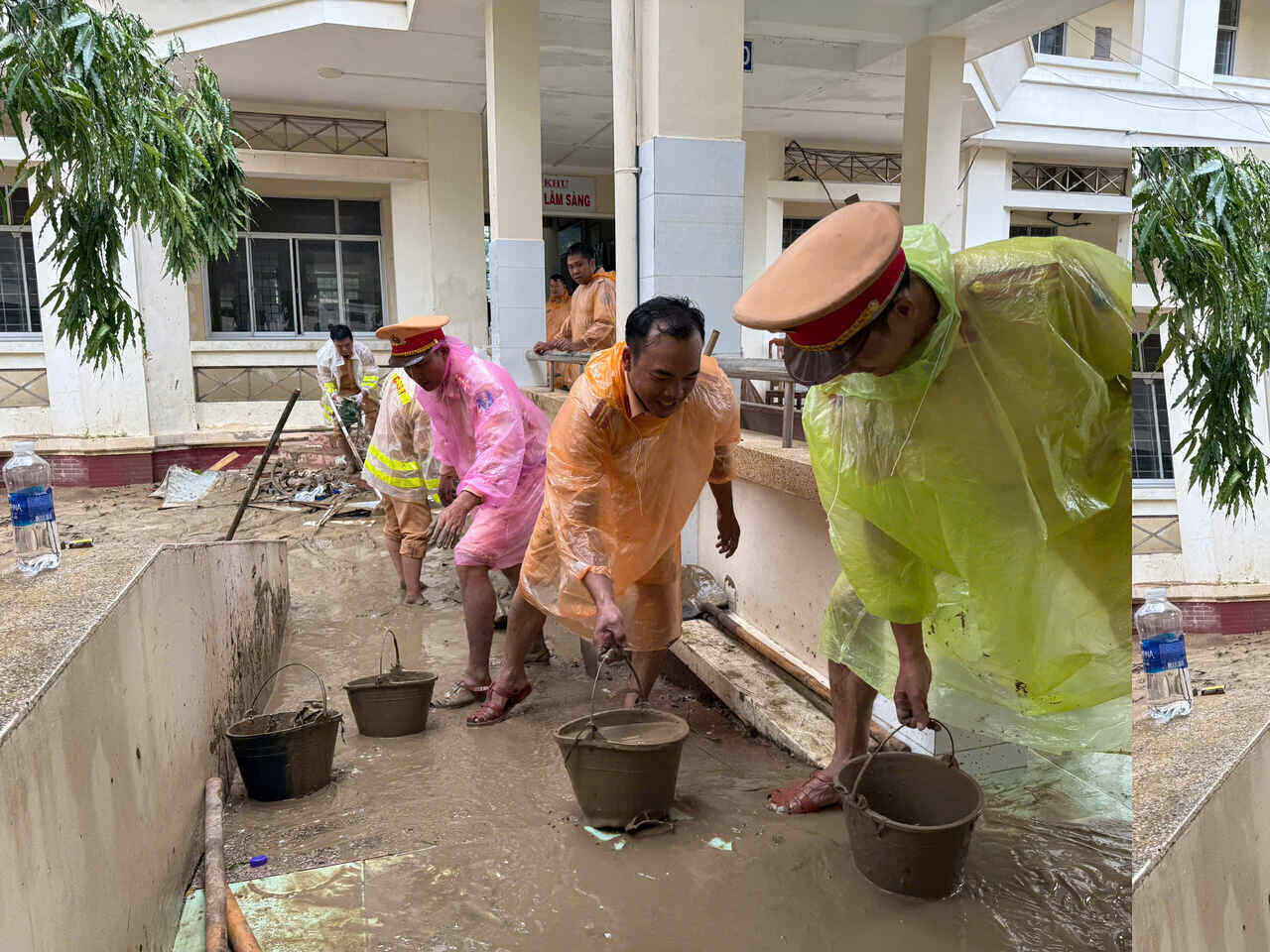 La policia de trafico de la ciudad de Ho Chi Minh continua aferrandose a la provincia de Gia Lai para ayudar a la gente a limpiar despues de las inundaciones