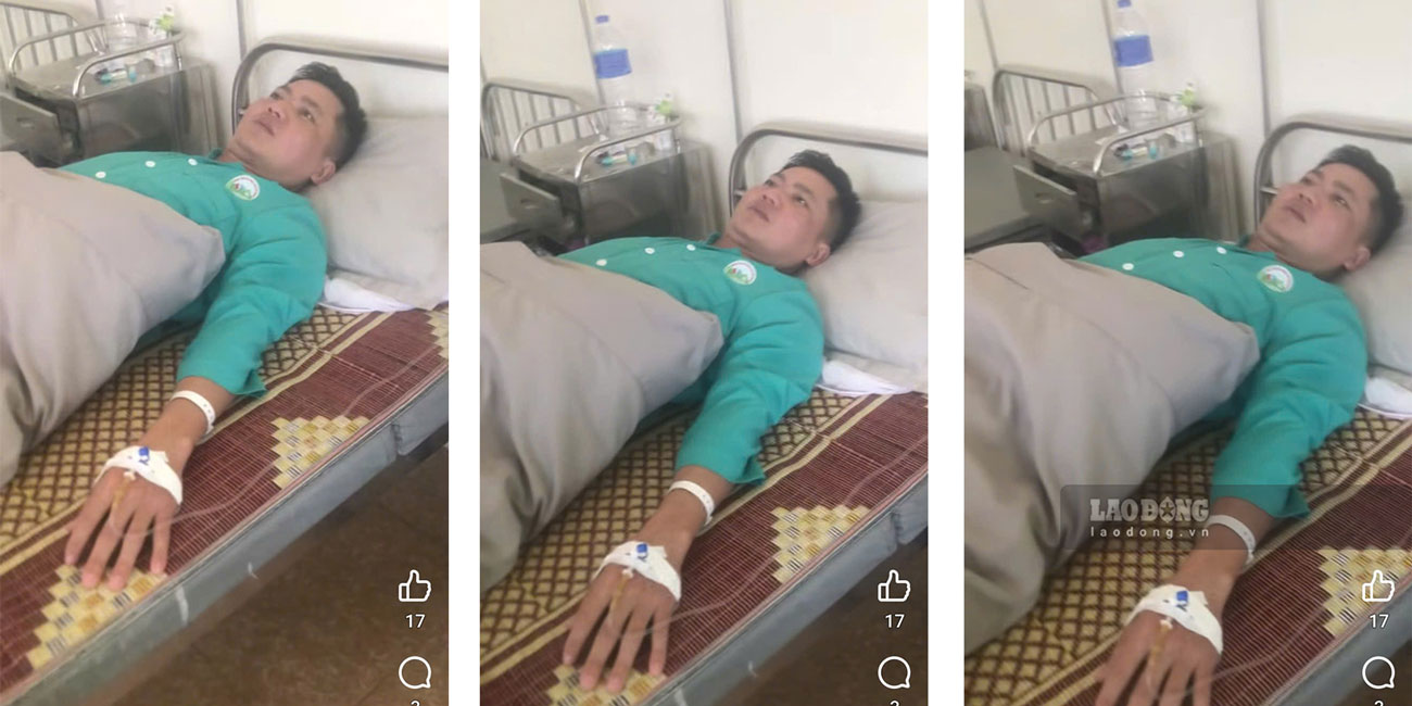 Hinh anh thay Ngo Ngoc Nam dang dieu tri tai benh vien va dang tai len mang xa hoi. 