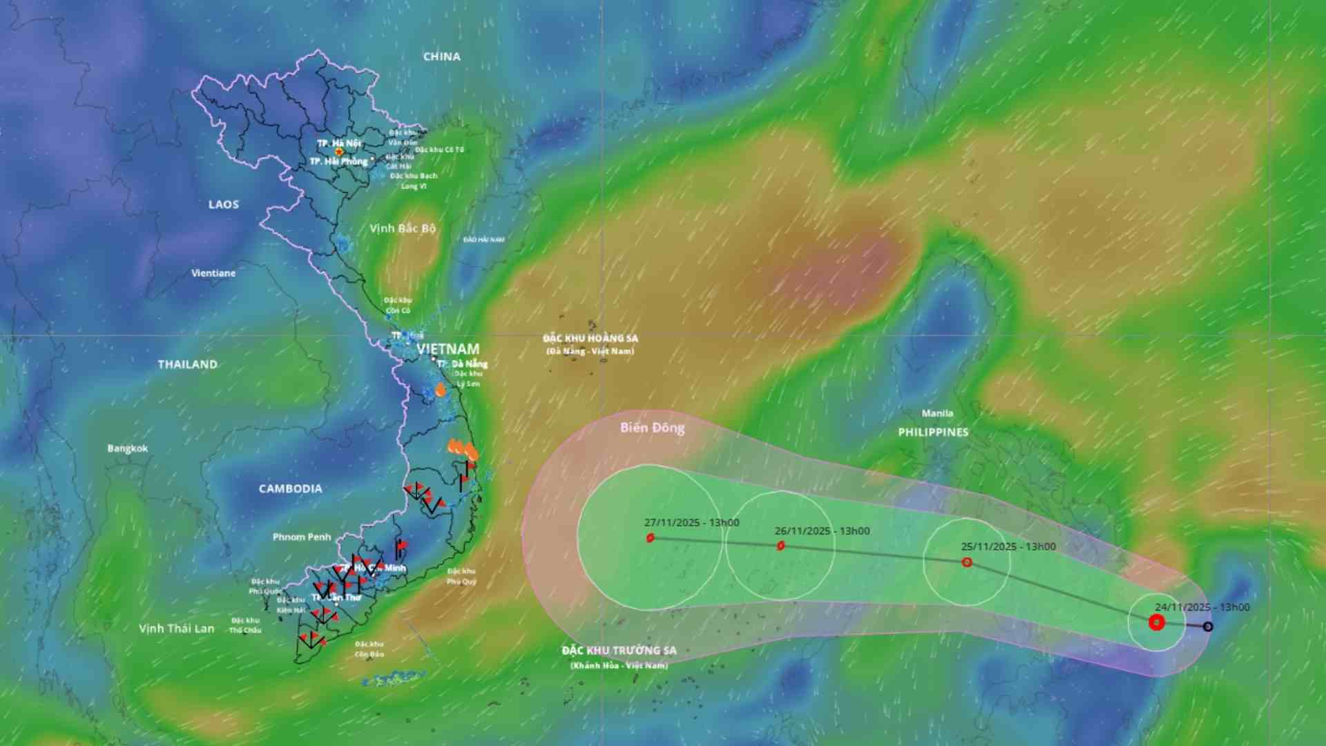 フィリピン東部の熱帯低気圧は東シナ海に入り、台風に発達する可能性があります。出典:ベトナム自然災害監視システム