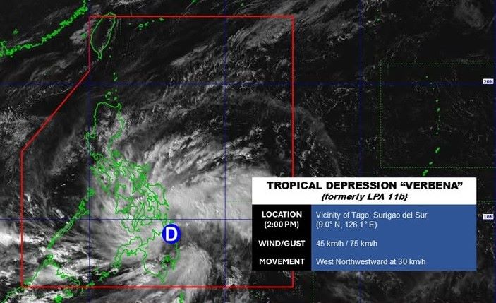 Location of the center of tropical depression Verbena - the predecessor of storm No. 15 - at 2:00 p.m. on November 24. Photo: PAGASA