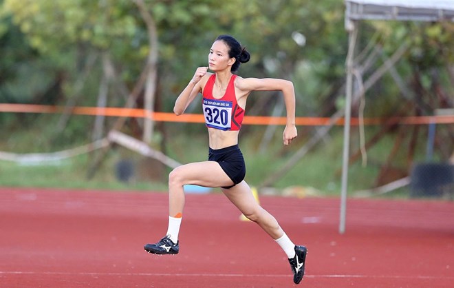 Duong Thi Thao ghi dau an tai giai dien kinh vo dich quoc gia 2025. Anh: Hoang Tung