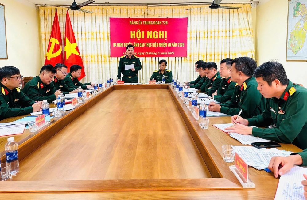 Quang canh Dang uy Trung doan 726 to chuc hoi nghi ra nghi quyet lanh dao thuc hien nhiem vu nam 2026. Anh: Phan Tuan