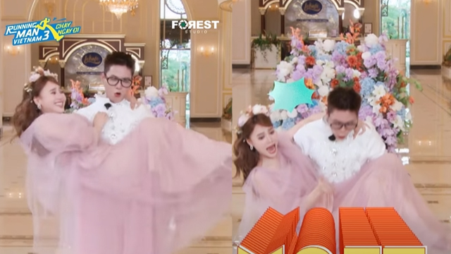 Quan A.P be Ninh Duong Lan Ngoc en Running Man. Foto tomada de un video