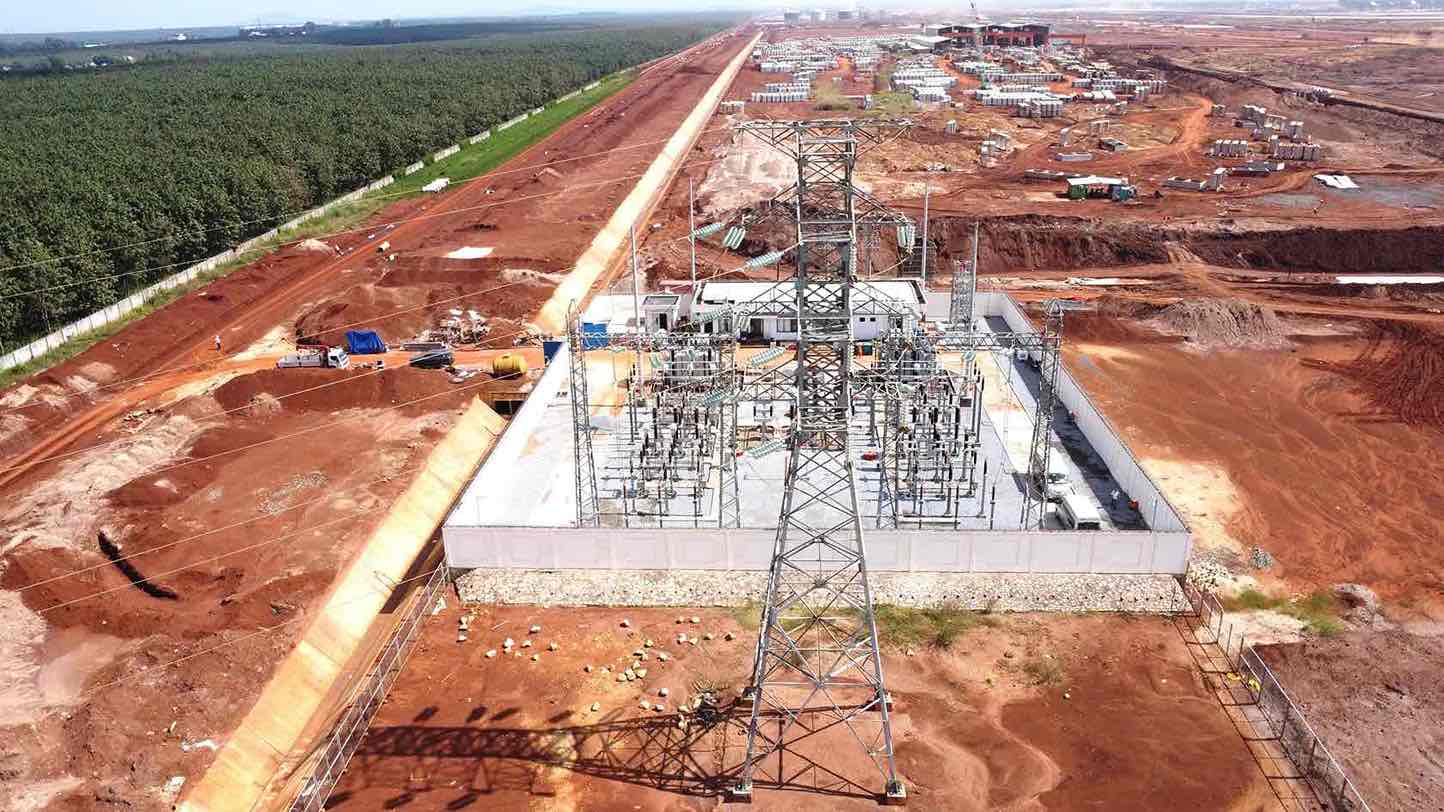 Cong trinh tram bien ap 110kV san bay Long Thanh co vi tri nam o giap ranh hang rao Cang hang khong Quoc te Long Thanh. Anh: HAC