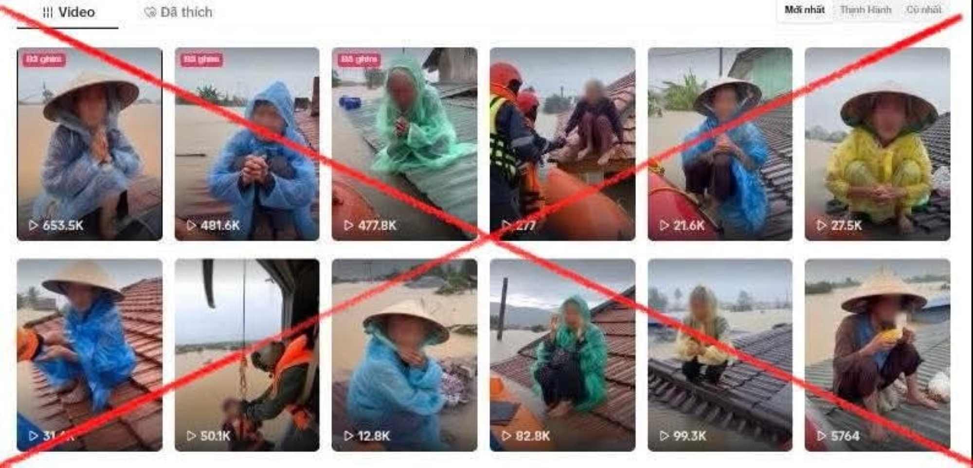 The images and video clips forged by AI attract hundreds of thousands of views, causing public confusion and "dightening" emergency warning information. Photo: Huong Nha