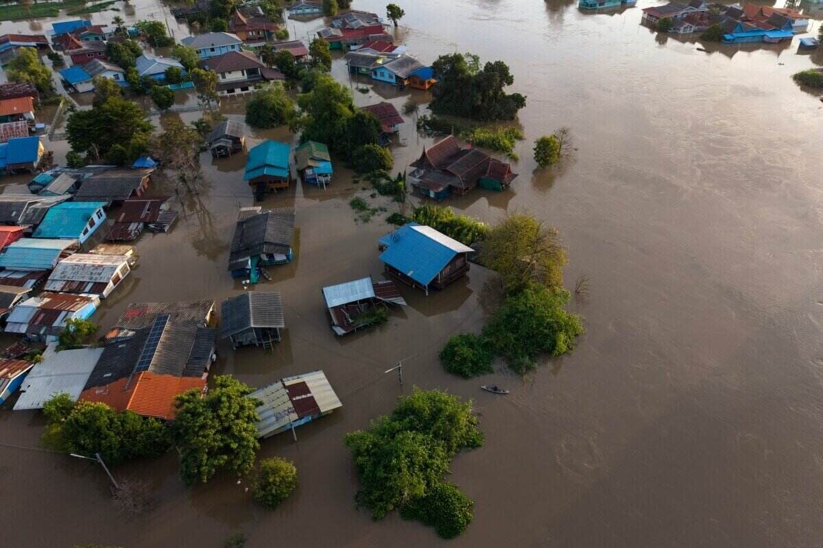 Floods in Bang Ban district, Ayutthaya province, central Thailand on November 14, 2025. Photo: AFP