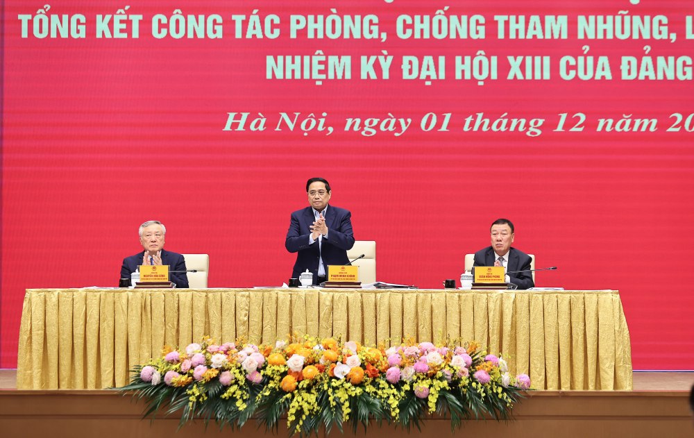 Politburo member and Prime Minister Pham Minh Chinh chaired a conference of the Government Party Committee on summarizing the work of preventing and combating corruption, waste and negativity. Photo: VGP/Nhat Bac