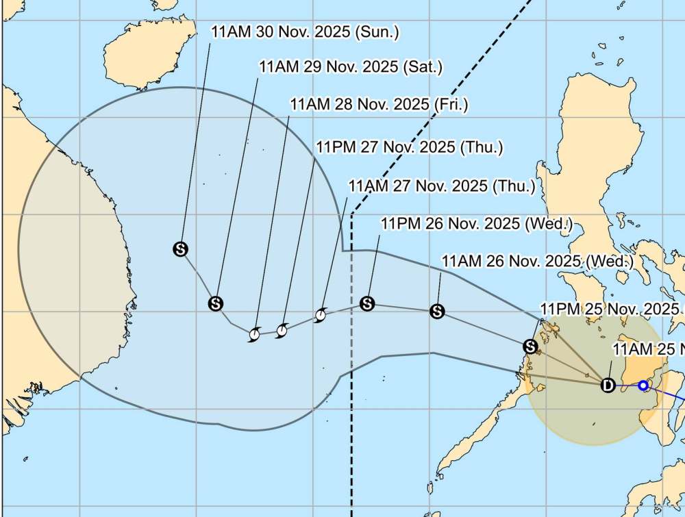 Du bao bao so 15 se manh len thanh bao nhiet doi du doi trong 2 ngay toi. Anh: PAGASA