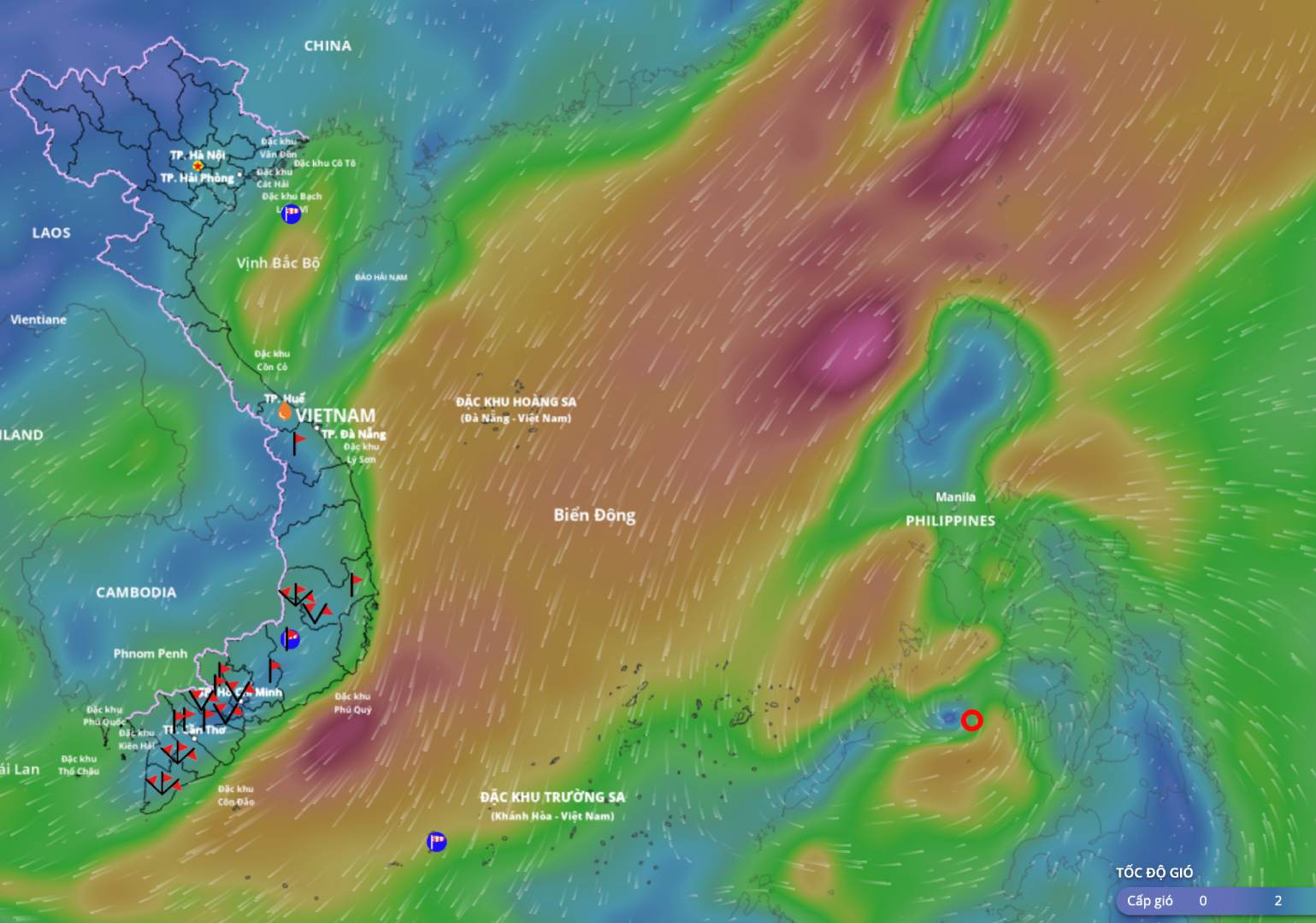 今夜11月25日、東シナ海が台風15号を迎える予報 出典:ベトナム自然災害監視システム