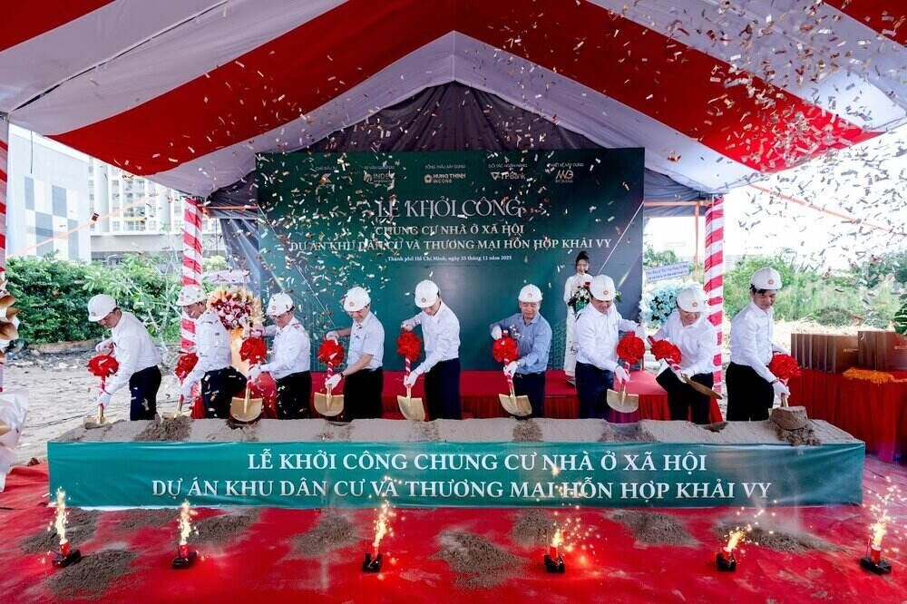 Le khoi cong du an chung cu nha o xa hoi - Khu dan cu va Thuong mai hon hop Khai Vy. Ảnh: Tap doan Hung Thinh