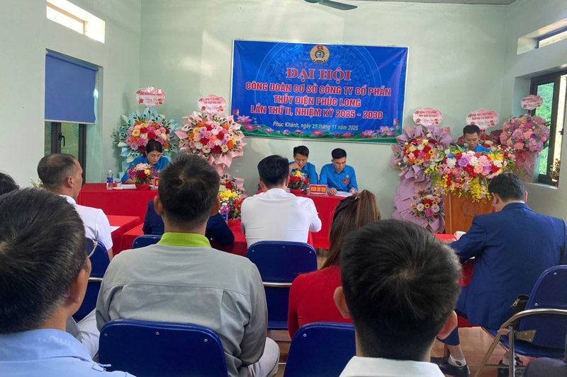 Toan canh Dai hoi Cong doan Thuy dien Phuc Long nhiem ky 2025-2030. Anh: Dinh Dai