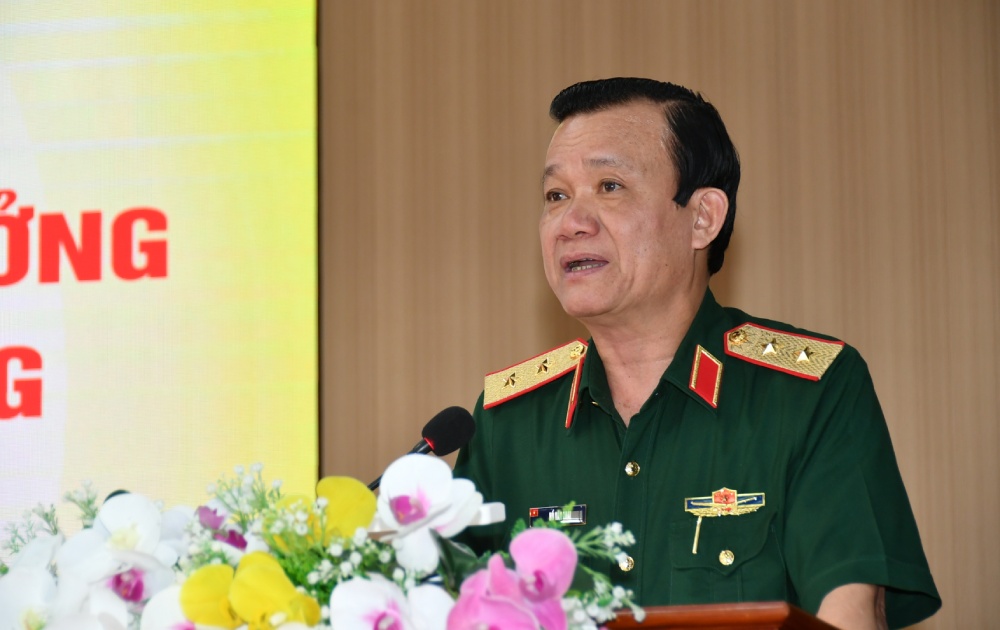 Trung tuong Ho Van Thai, Bi thu Dang uy, Chinh uy Bo Tu lenh Quan khu 9 phat bieu. Anh: Phuong Vu