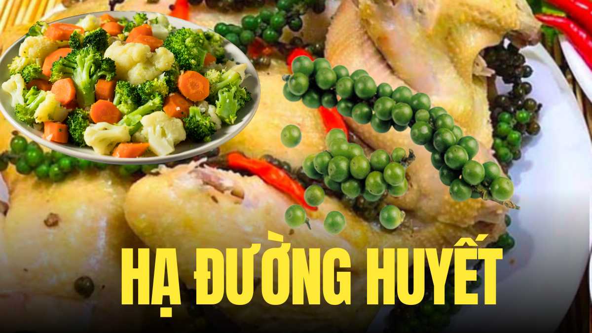 スープネギと茹でた野菜:血糖値を下げるのに役立つ料理。グラフィック:Tra My