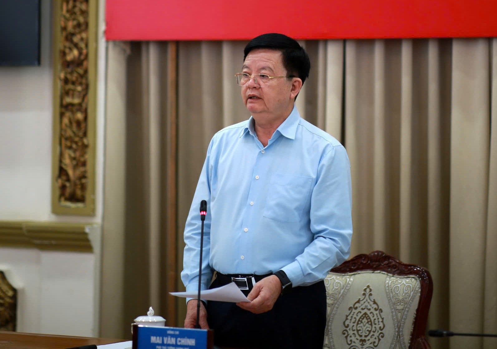 Pho Thu tuong Chinh phu Mai Van Chinh phat bieu chi dao cuoc hop.  Anh: Minh Quan