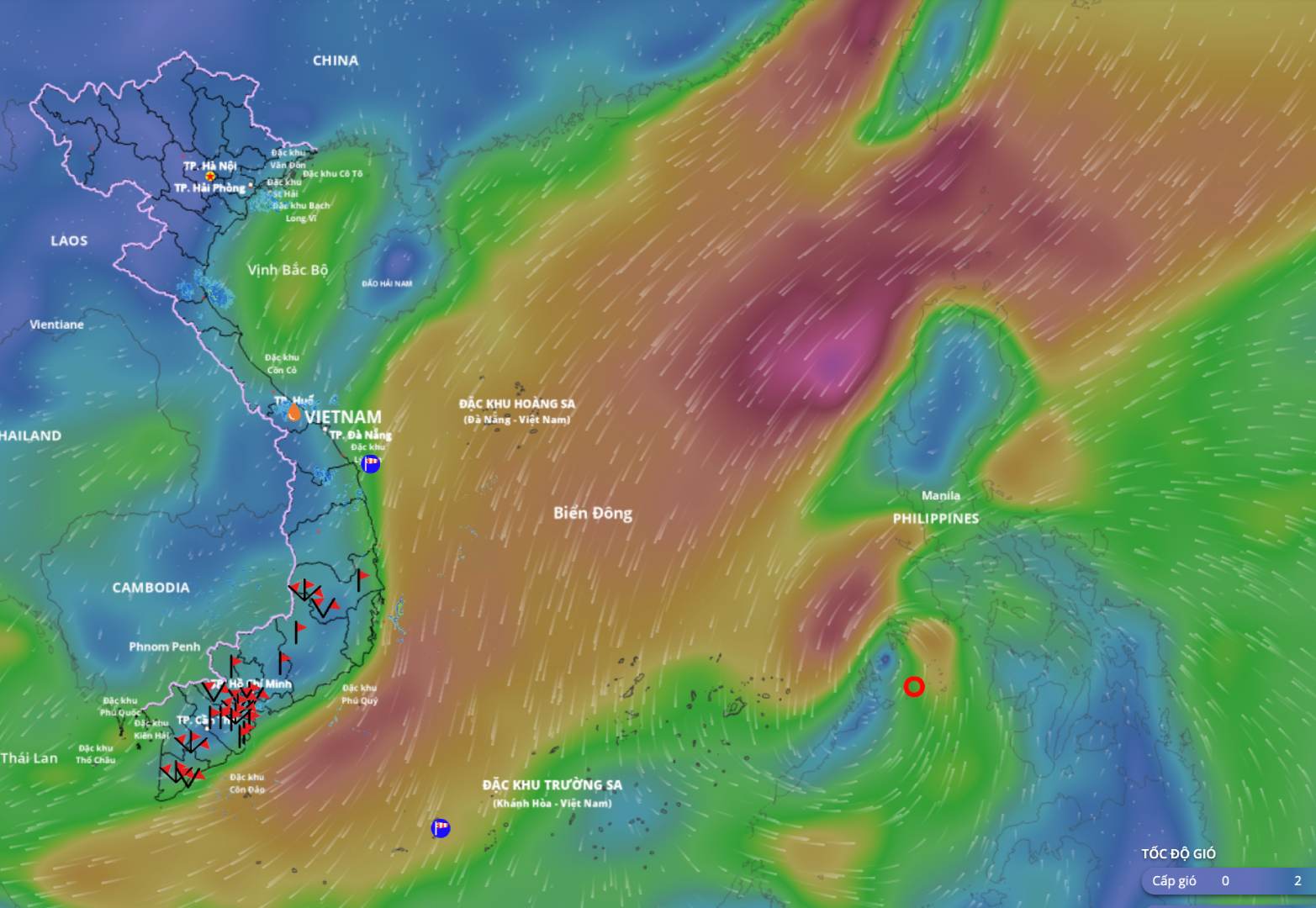 11月26日早朝の予報、東シナ海は台風15号を迎える 出典:ベトナム自然災害監視システム