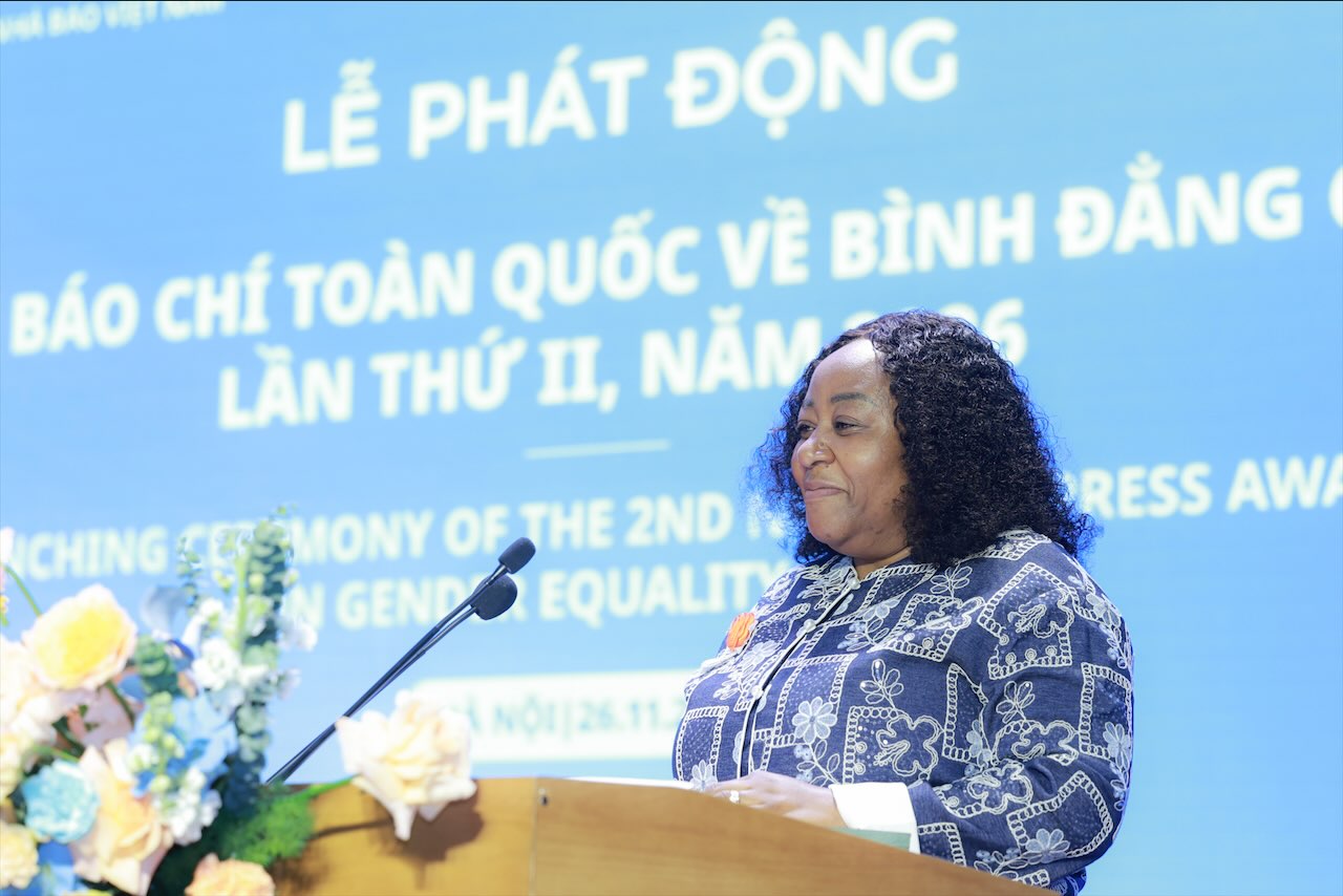 Ba Caroline Nyamayemombe - Truong Dai dien Co quan Lien hop quoc ve binh dang gioi va trao quyen cho phu nu tai Viet Nam. Anh: Hai Nguyen 