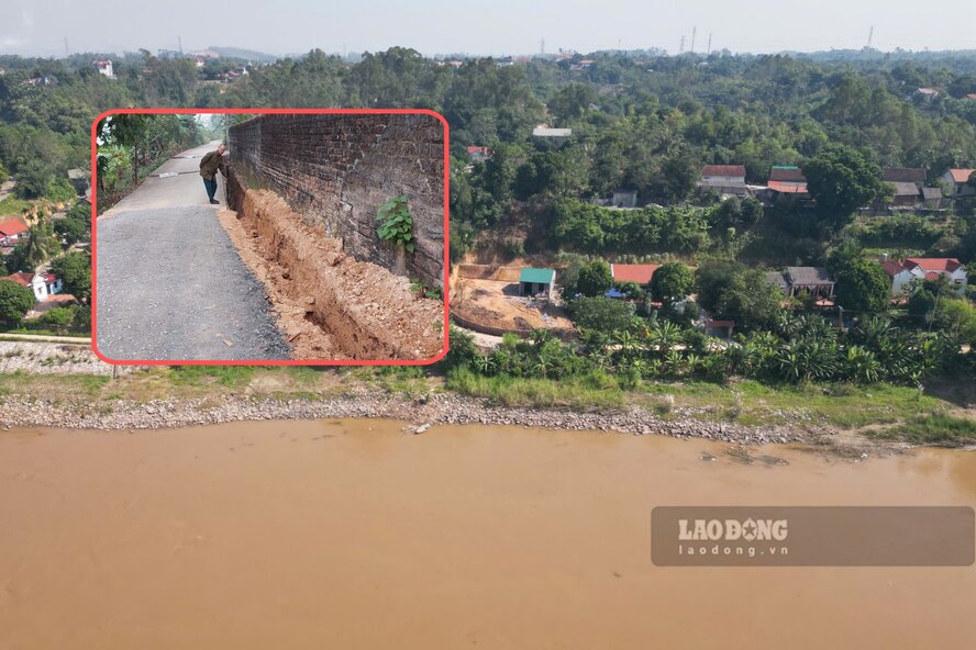 Hong川沿いの区画、旧Bac Son村の区画1を通る道路は、何度も地滑り、地盤沈下が発生し、住民は何度も自分で道路を修理しましたが、成功しませんでした。写真:To Cong.