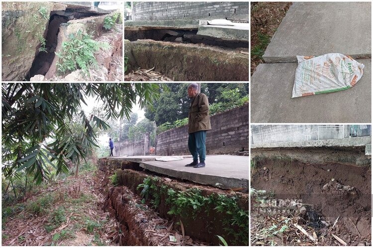 Doan duong betong tung hu hong nghiem trong vi sat lo. Anh chup thang 12.2022: To Cong.