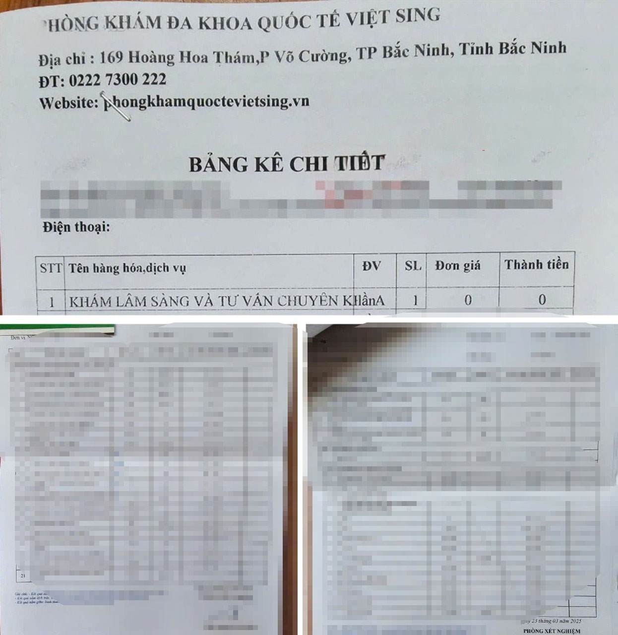 Phieu xet nghiem tai phong kham da khoa quoc te Viet Sing. Anh: Nguoi dan cung cap