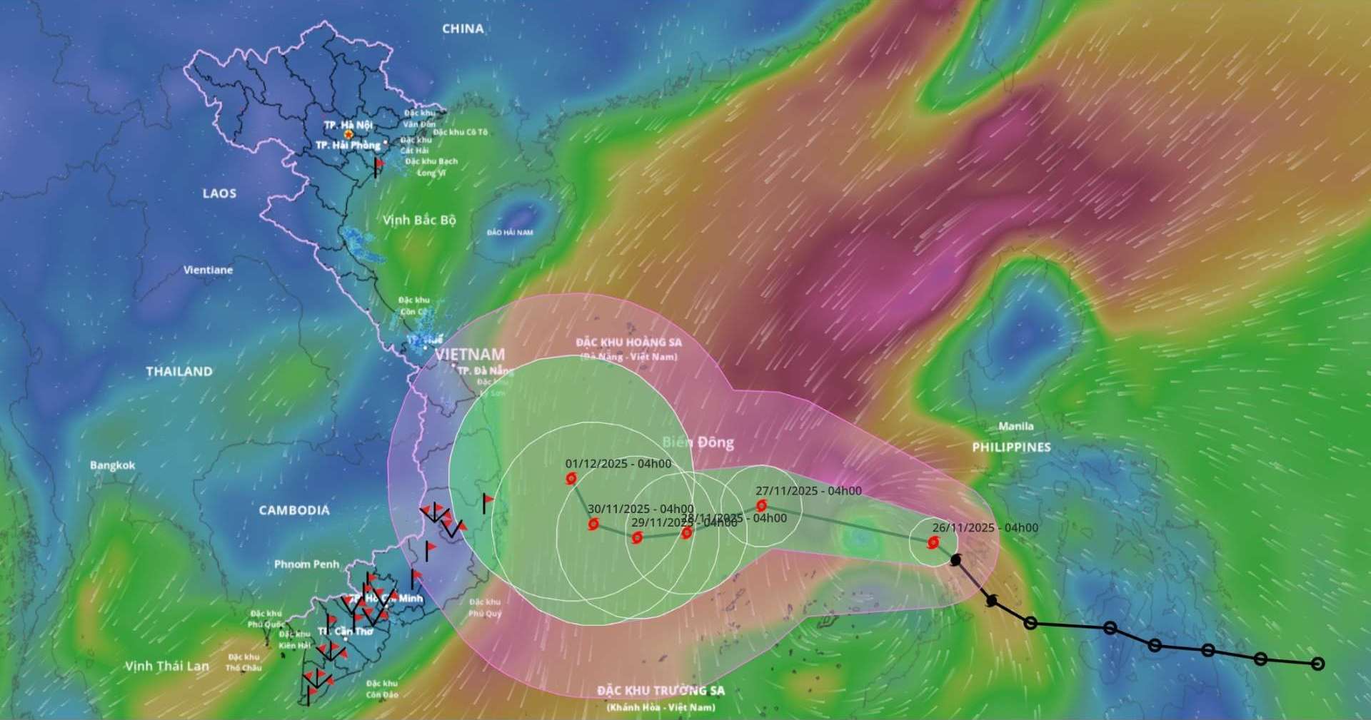Bao so 15 dang co cuong do cap 8 tren Bien Dong. Nguon: He thong Giam sat thien tai Viet Nam