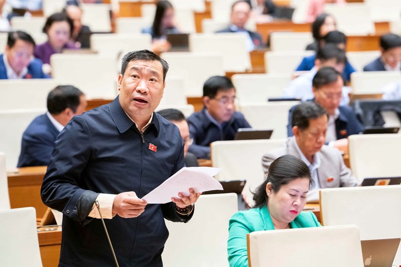 Dai bieu Thach Phuoc Binh de xuat them che do phu cap cho nguoi lam cong tac du tru. Anh: Media Quoc hoi  