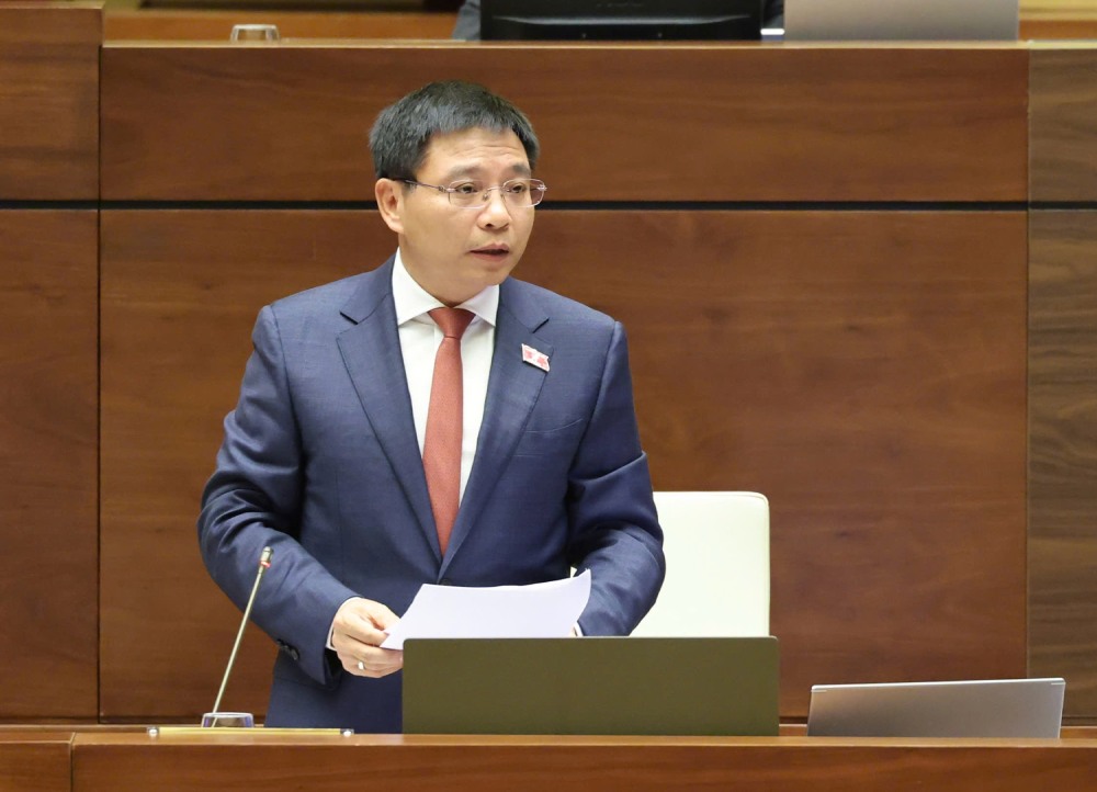  Bo truong Bo Tai chinh Nguyen Van Thang phat bieu. Anh: Pham Dong