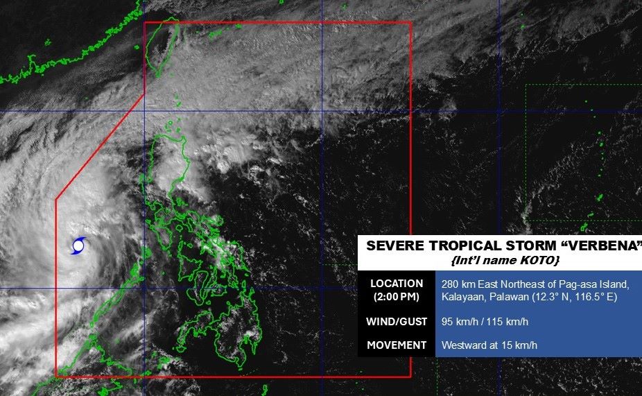 Storm No. 15 is currently moving west-northwest at a speed of about 20km/h. Photo: Pagasa