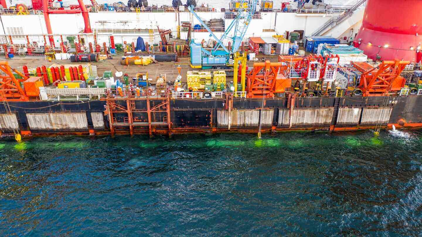 The Nord Stream 2 pipeline under construction in the Baltic Sea. Photo: AFP